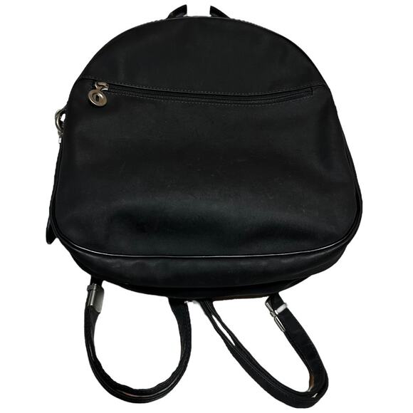 Mandarina Duck Backpack Nylon Leather Trim Mini Round Black 10"x12.5"x4" - Picture 1 of 8
